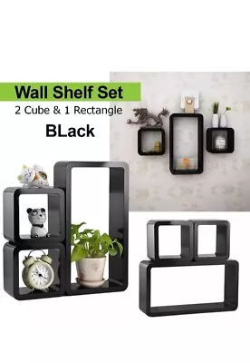 HYGRAD BUILT TO SURVIVE Set Of 3 Cube Rectangle Wall Mounted Floating Shelves  * • £12.85