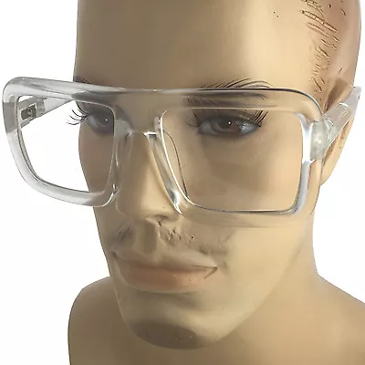 Clear Frame Large Thick Retro Nerd Bold Big Oversized Square Clear Lens Glasses • $12.39