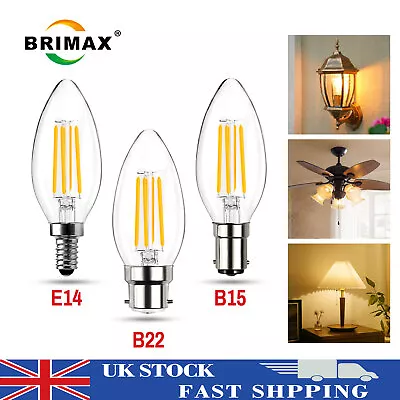 BRIMAX E14 LED Candle Bulbs Dimmable Small Edison Screw SES Chandelier C35 Bulbs • £11.99