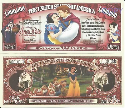 Snow White Seven Dwarfs Commemorative Million Dollar Bills Set Of 16 1937 Film • £8.90