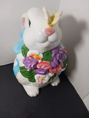 David's Cookies Easter Bunny Rabbit Butterfly Floral Bouquet Kitchen Cookie Jar • $19.99