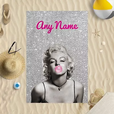 58x39  Personalised Marilyn Monroe Pink Bubblegum Microfibre Beach Towel • $29.30