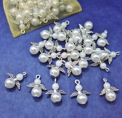 24 Guardian Angel / Fairy Handmade Charms - Wedding Favours Crafts Xmas Gifts • £2.70