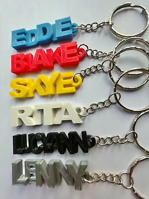 Personalised Keyring Key Chain 3d Printed Name Keyring Parties Weddings Key Ring • £2.49