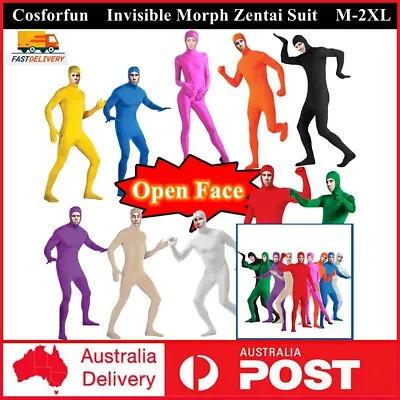 Invisible Morph Zentai Suit Men's Women's Spandex Open Face Costume Cosplay AU • £22.22