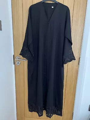Womens Abaya Overcoat Black Size 50 • £32