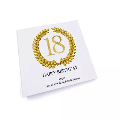 Personalised 18th Birthday Gift For Him Photo Album Gold Wreath Design UV-716 • £15.49