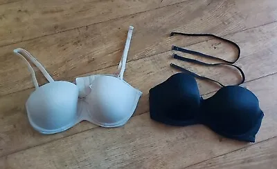 2 M&S Multiway Strapless Underwired Padded Bras 32D  • £5