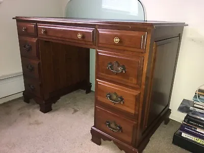 Vintage Wooden Writing Desk For Office Library Study & Loptop With 9 Drawers • $150