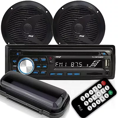 Pyle PLCDBT75MRB Bluetooth In Dash Marine Stereo Radio Receiver WIth 2 Speakers • $68