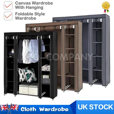 £8.99 • Buy Pro Fabric Closet Canvas Wardrobe Clothes Hanging Rail Shelves Storage Dustproof