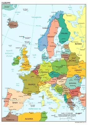 Map Of Europe Wall Art Giant Poster Full Size Option • $14.98