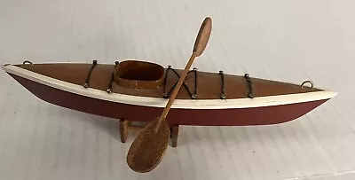 Vintage Wood Kayak W/Stand & Paddle Red White Brown • $15