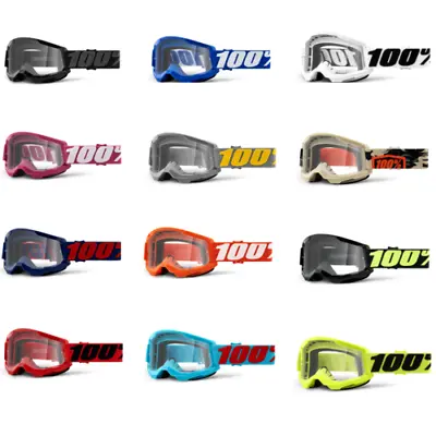 2022 100% Strata 2 Clear Lens MX Motocross Offroad Goggles ATV Adult Fly Racing • $26.95