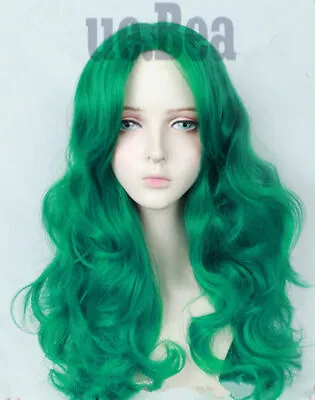 Sailor Moon Neptune Kaiou Michiru Cosplay Wig Green Long Curls New • £30.23