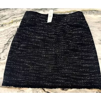 NWT LOFT Black Tweed Above-Knee Skirt Lined Size 6 Classic Office Business Sz 6 • $22