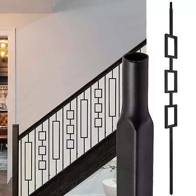 10Pcs Wrought Iron Deck Balusters 1/2  Hollow Spindles Satin Metal Railing Black • $113.63