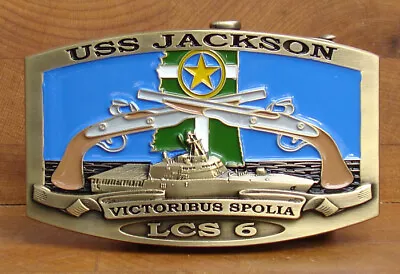 USS Jackson (LCS-6) Crew Belt Buckle  Antique Brass • $30