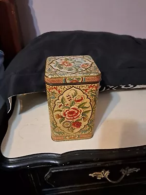 Vintage Tin With Hinge Handcrafted  Made In Holland Floral Metal Tin Container • $9