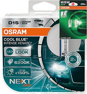 Osram D1S 12V+24V 35W XENARC COOL BLUE INTENSE NextGen. 6200K +150% 2pcs+W5W LL • $137.99