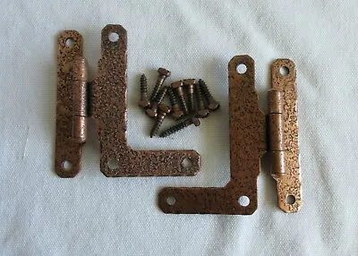 $10.95 • Buy Vintage 3/8  Offset H L Hinge Hammered Copper 3  X 3  Cabinet Door Cupboard NOS