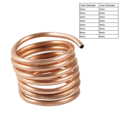 1M Soft Microbore Copper Tube Pipe OD 2~8mm ID 1~6mm For Refrigeration Plumbing • $5.40