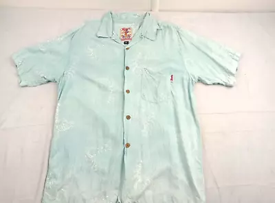 Vintage Mambo Loud Shirt Mens Size Large Faded Green Viscose Prawn Pattern Marks • $99.50