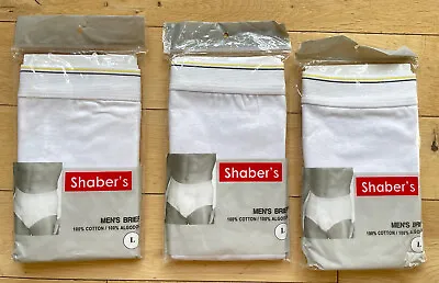 Vintage Mens Briefs Shaber's White Underwear NIP Old Stock Large Tighty Whities • $50