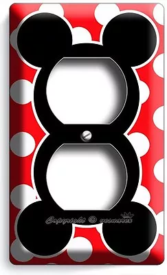 Mickey Mouse Ears Polka Dots Duplex Outlet Wall Plate Cover Baby Nursery Bedroom • $17.99