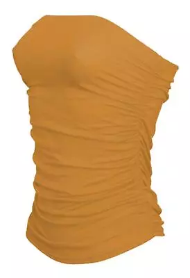 £6.99 • Buy Women Plain Sleeveless Strapless Ruched Boob Tube Ladies Summer Crop Bandeau Top