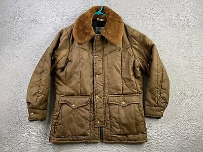 Vintage Walls Jacket Mens Medium Coyote Brown Insulated 70s Faux Fur Collar USA • $75.88