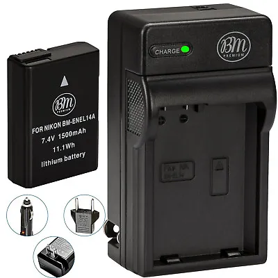 BM EN-EL14a Battery & Charger For Nikon D5100 D5200 D5300 D5500 D5600 DSLR • $18.99