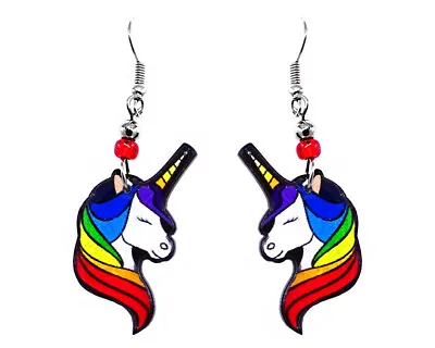 Rainbow Unicorn Face Earrings Magical Girl Accessory Fantasy Cute Boho Jewelry • $13.99