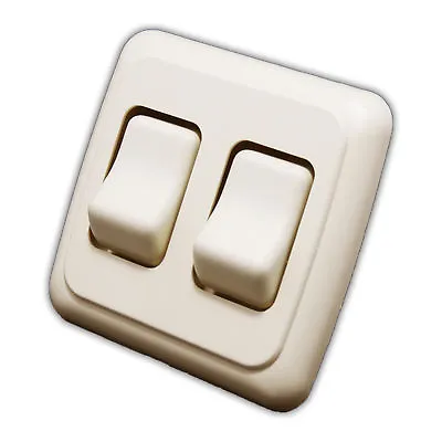 Double 2 Gang On-Off 12 Volt Almond Light Switch - RV Camper Trailer Marine Boat • $11.99