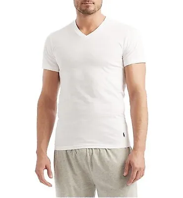 POLO Ralph Lauren Slim Fit Cotton V-Neck 3-Pack White T-shirt Men’s Large • $49.94