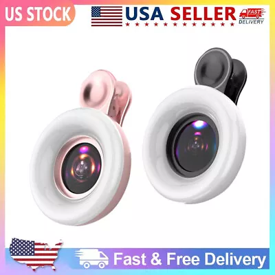 New Universal Mobile Phone Fill Light 15X Macro Lens Selfie LED Ring Flash Light • $19.18