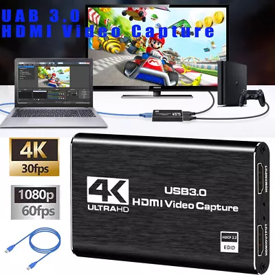 4K Audio Video Capture Card HDMI Video Capture Device Full HD Recording USB 3.0 • $20.68