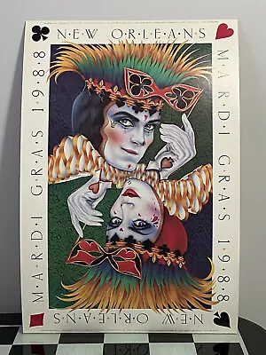 Vintage Andrea Mistretta 1988 Mardi Gras Poster King And Queen • $89.97