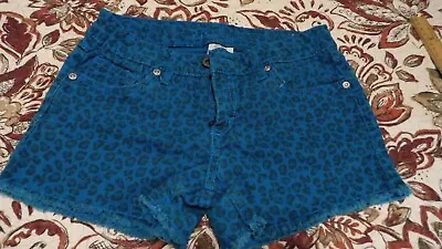 $14.98 • Buy Girls 12 Jeans Shorts Z CAVARICCI  Turquoise/Brown Animal Print