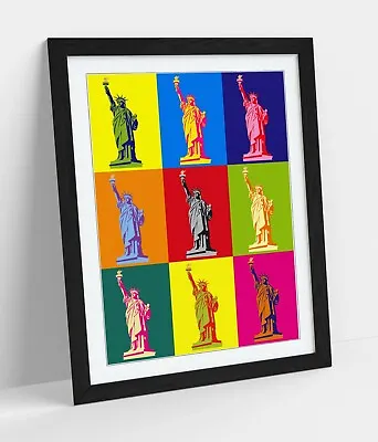 Statue Of Liberty Colourful Pop Art -framed Wall Art Picture Print • £37.99