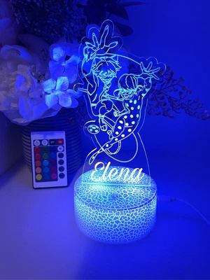 PERSONALISED Lady Bug Cat Noir  16 Colour Night Light Touch Table Lamp • $39.99