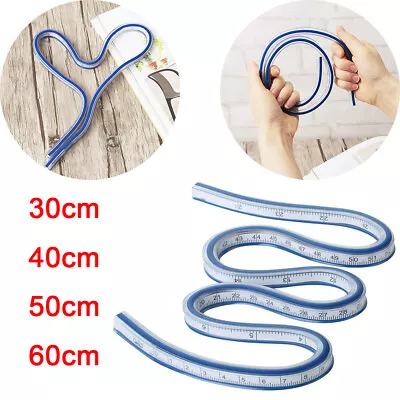 30/40/50/60cm Flexible Curve Ruler Draw Measurement Bendable Measure Drafting • £5.23