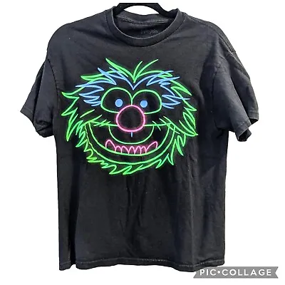 Muppets Animal Black/ Neon Print Jim Henson Graphic T-shirt M Vintage 90's Style • $10.48