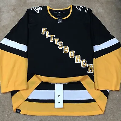 $130 • Buy Adidas Authentic Pittsburgh Penguins Diagonal Hockey Jersey Black Alternate 56