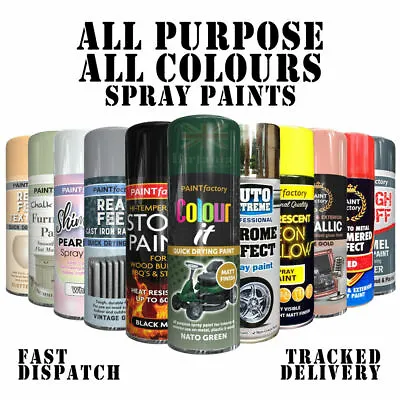 All-Purpose Aerosol Spray Paint Matt Gloss Metal Wood Plastic 250300&400-B12 • £5.49