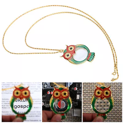 10X Cute Owl Pattern Necklace Magnifying Glass Reading Pendant Magnifier Wit LSO • £7.29