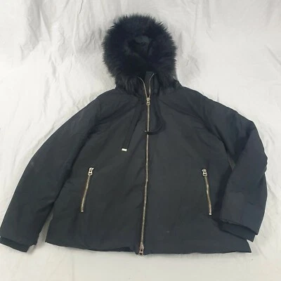 $12.19 • Buy Zara Black Faux Fur Hood Padded Jacket Coat Zip Pockets Size UK XXL