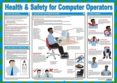 £25.81 • Buy Health And Safety Computer Ops A2 Poster, Laminated
