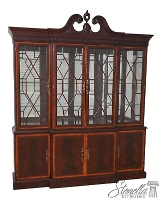 60699EC: CRAFTIQUE Large Mahogany Breakfront China Cabinet • $4195