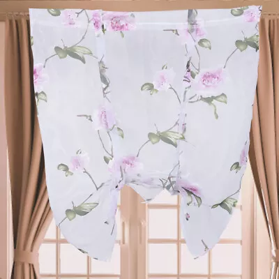 Roman Shade Floral Blinds Dining Room Lace Curtain Window Tulle • £7.18